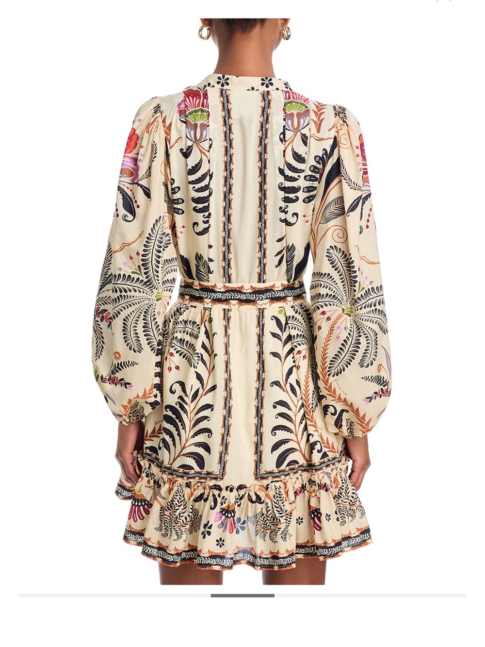 FARM Rio Classic Nature Sand Botanical Print Dress with Beaded Belt Sz L NWT - Picture 5 of 9